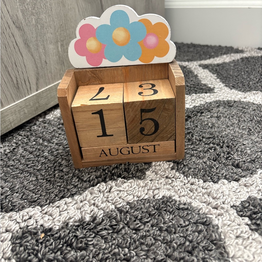 Wooden Perpetual Calendar with Interchangeable Design